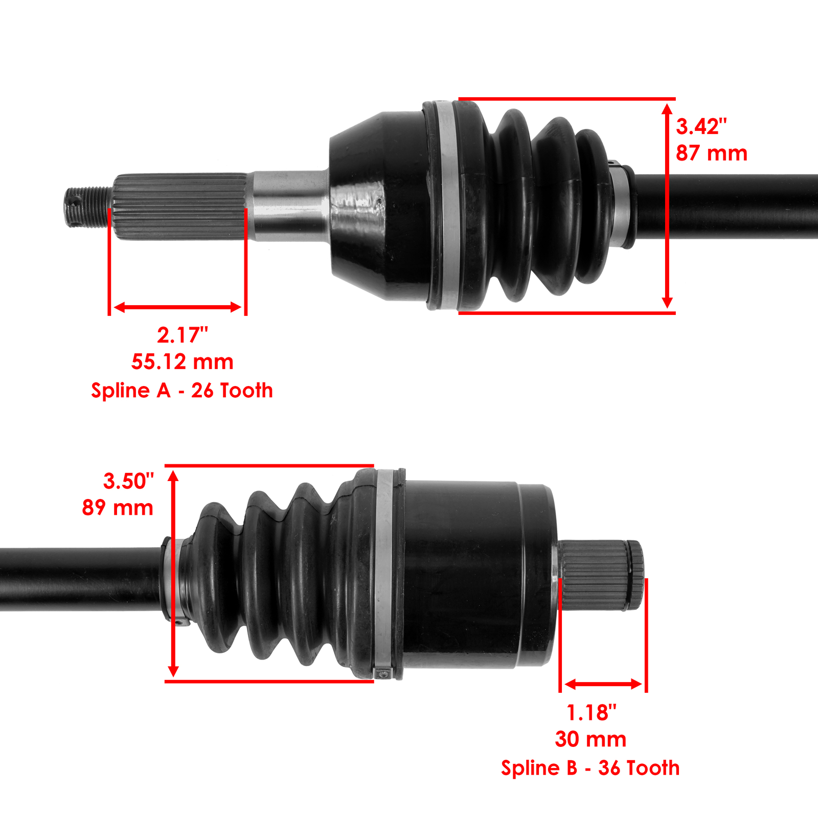 Front Rear Left Right CV Joint Axles for Polaris Ranger 400 4X4 2010-2014