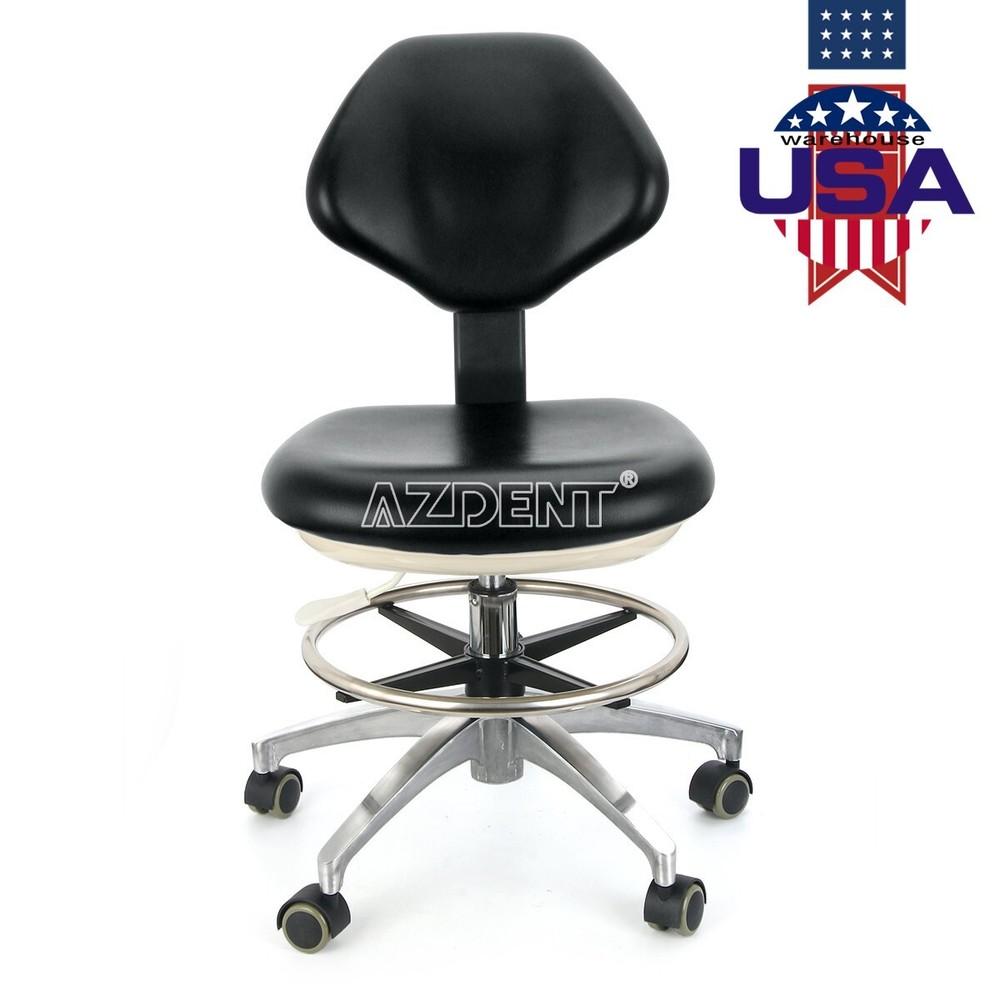 Dental Assistant Stool Chair Adjustable Hydraulic Mobile Stools Waterproof BLACK