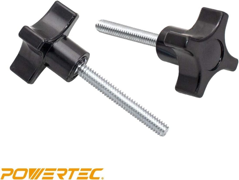 POWERTEC 4-Point Stud Knobs, 1/4"-20 Threaded Thumb Screw Star Knob, 10 PK