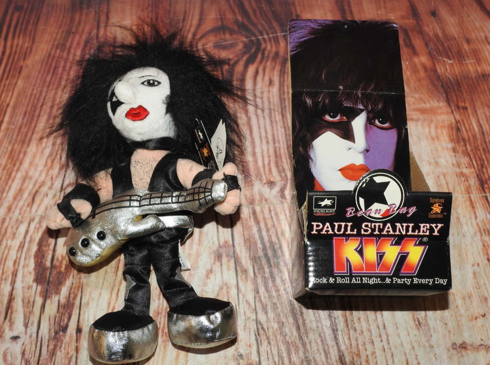 Set of 3 1998 Kiss Bean Bag Dolls, Gene Simmons, Ace Frehley, Paul Stanley