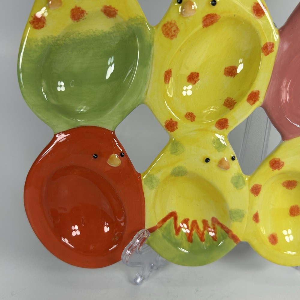 Department 56 Chicks Chicken Ceramic Deviled Egg Plate ~ Holds 12 Deviled Eggs