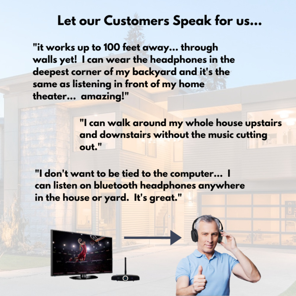 Long Range Bluetooth Transmitter / Extender - TV home stereo Headphones Speakers
