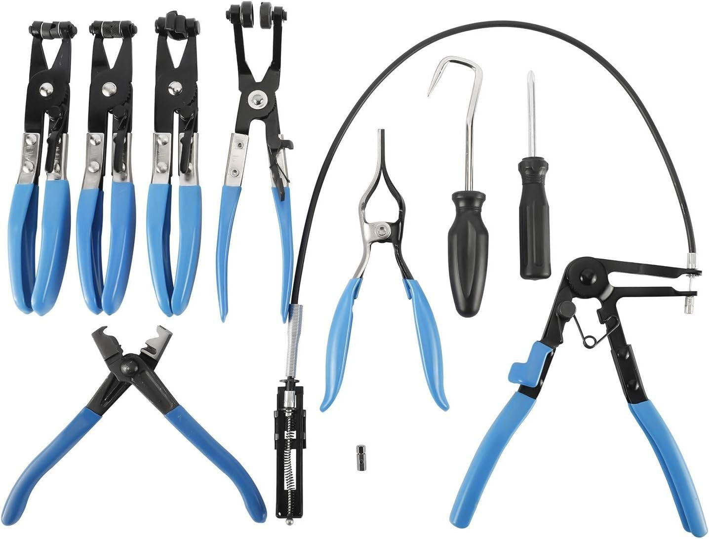 10Pc Hose Clamp Clip Remover Pliers Wire Long Reach Kit Fuel Oil Water Hose Tool