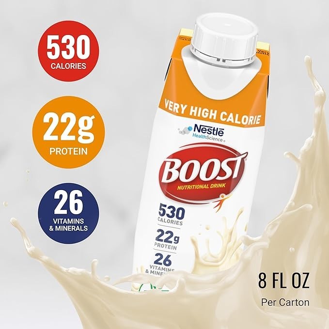 Boost Very High Calorie Vanilla Nutritional Drink – 22G Protein, 24 pack