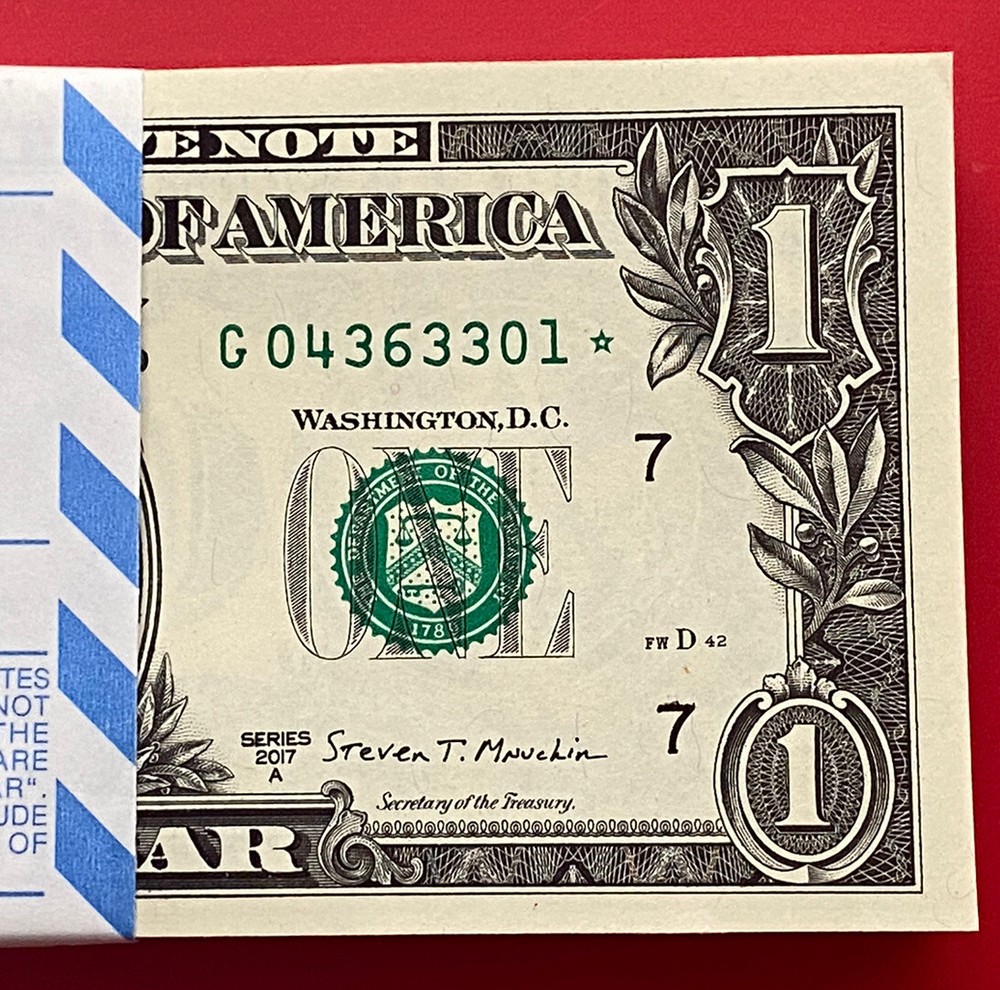 ⭐️ STAR NOTE ⭐️$1 2017-A  G/* BLOCK (fw) ( CHICAGO G ) UNCIRCULATED