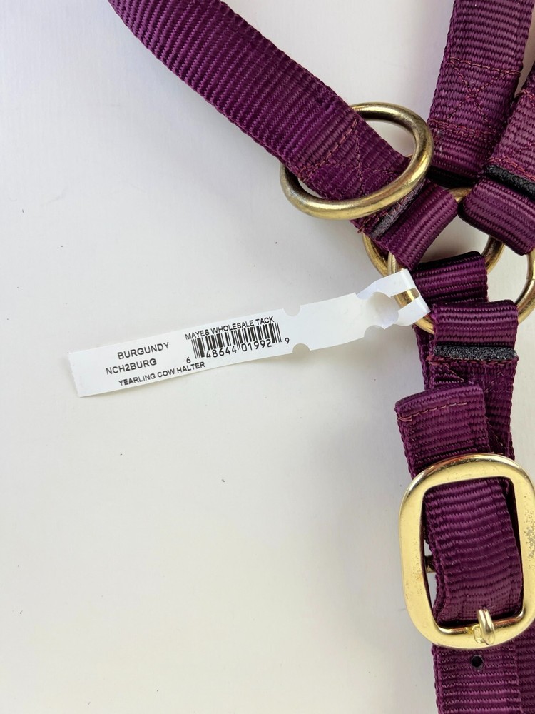 TWO(2) Basic Adjustable Nylon Yearling Halter Purple & Burgundy - Brand New