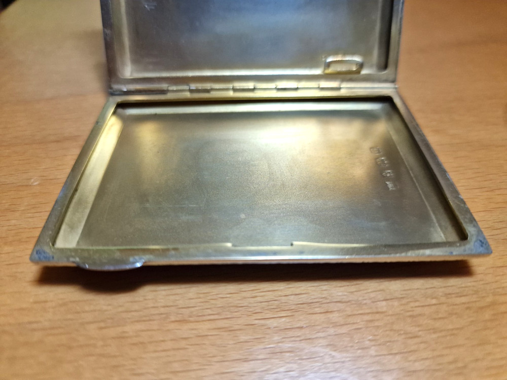 STUNNING BLUE ENAMEL SOLID SILVER CIGARETTE CASE ref 1443