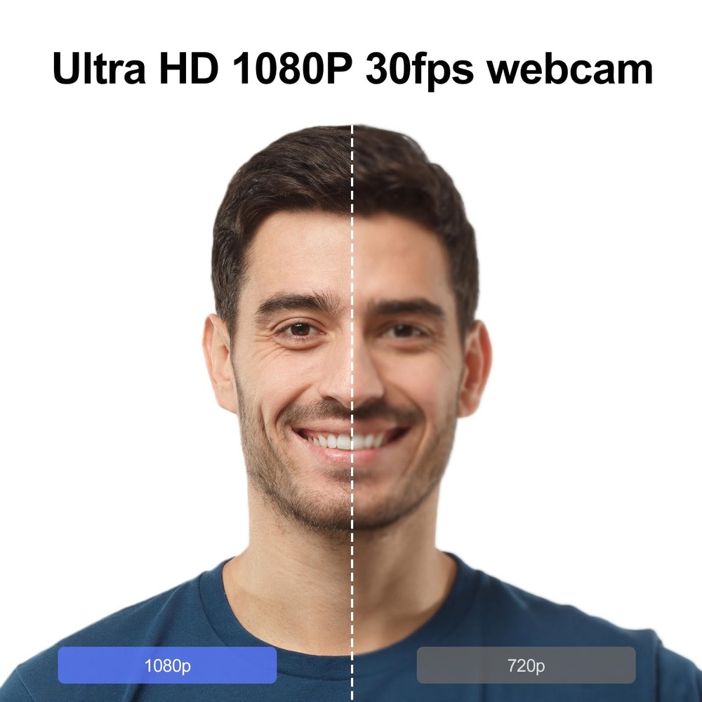1080P HD Webcam with Microphone, Computer Camera, 2 Mics, USB Type-A & A-to-C...