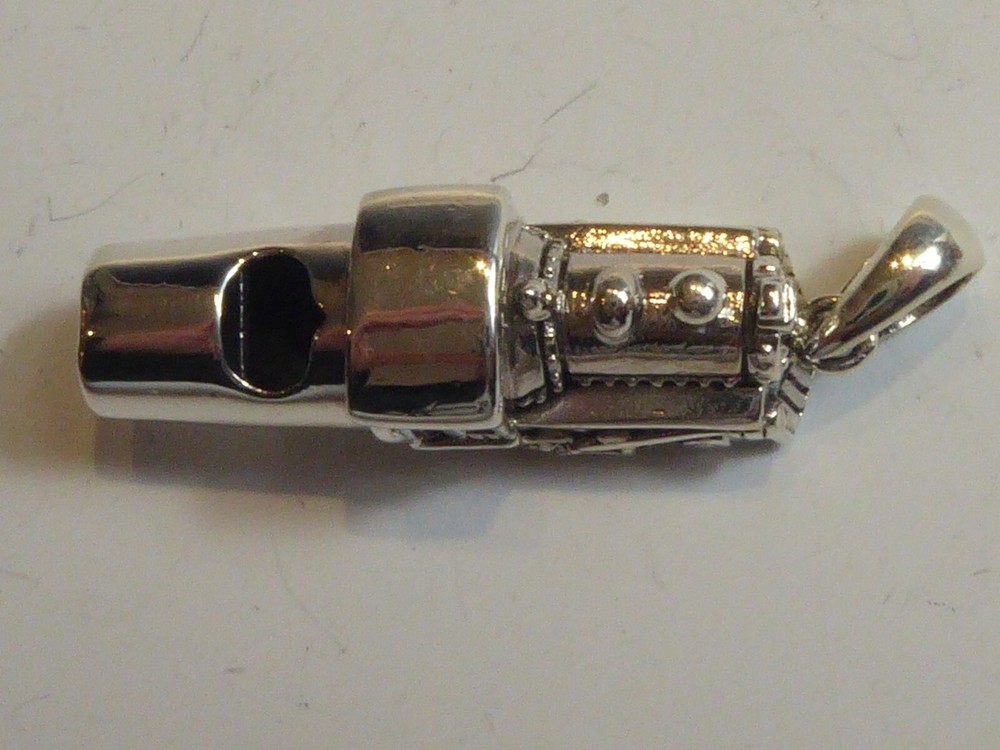 SOLID SILVER NOVELTY TRAIN WHISTLE