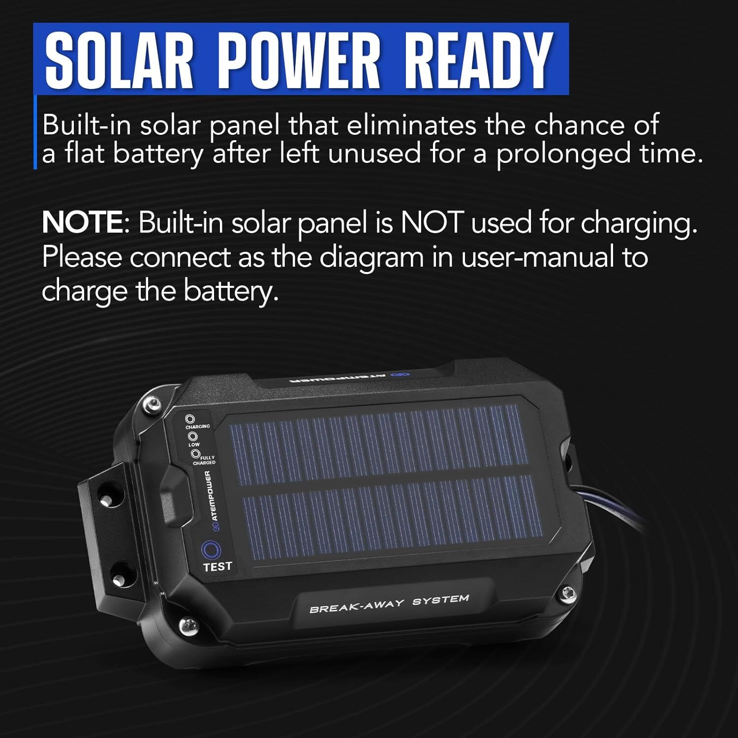 Trailer Breakaway Kit Brake Controller with Switch 12V 3AH LifePO4 Lithium