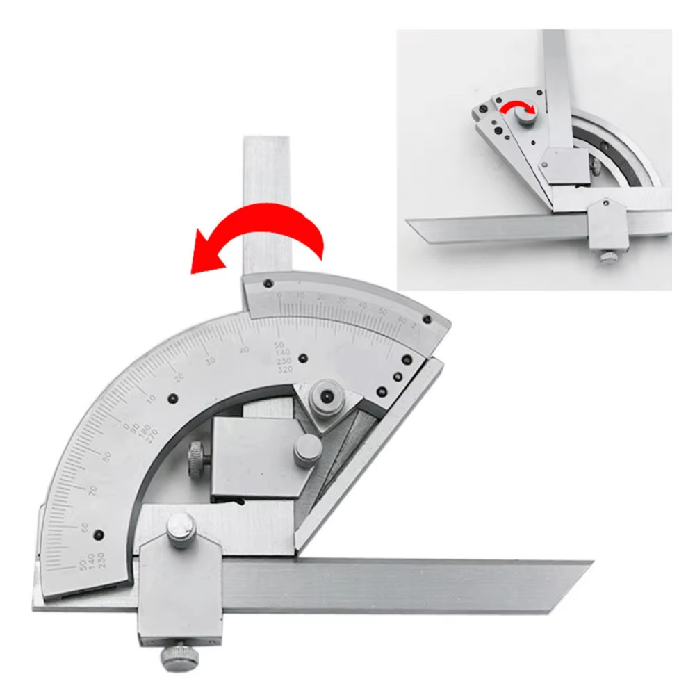 320° Universal Protractor 0.02 Precision Goniometer Angle Measuring Finder Ruler