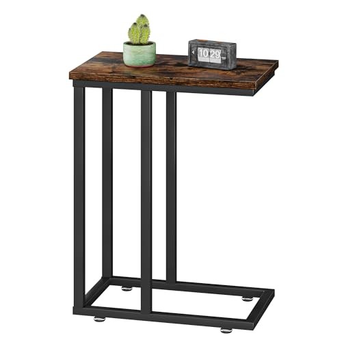 Universal C-Shaped Side Table, Multi-Functional Snack & TV Tray 1 Set Brown
