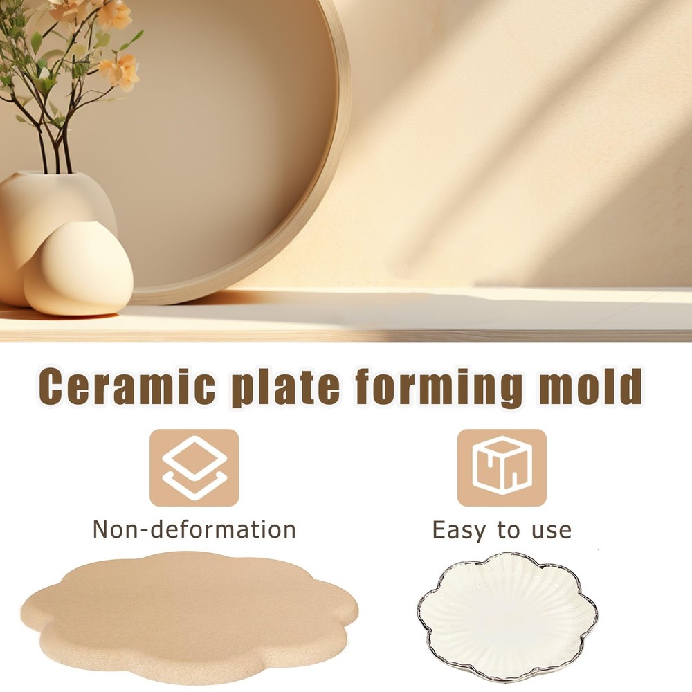 Pottery Molds Flower Plate Making Kit 5pc MDF Handbuilding Ceramic Forms