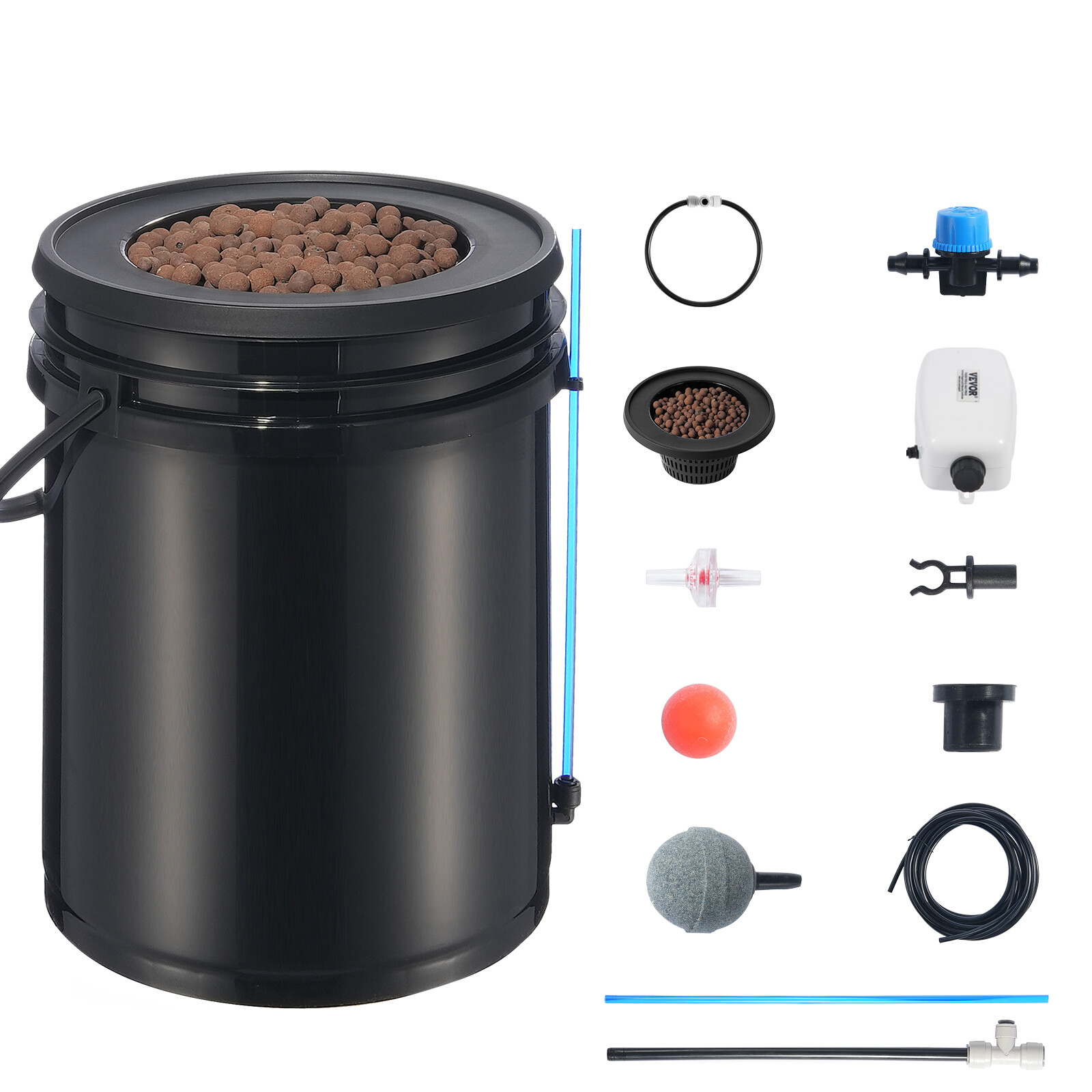 VEVOR DWC Hydroponics Grow System Deep Water Culture with Top Drip 1 Bucket 5Gal