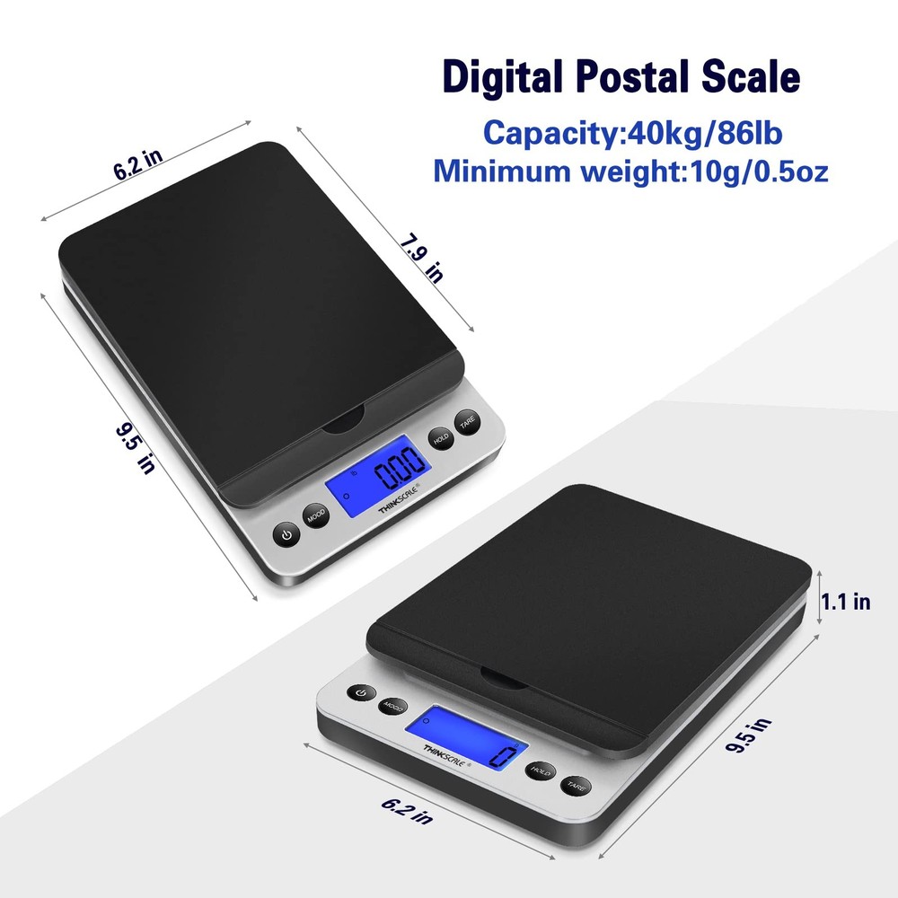 THINKSCALE Shipping Scale, 86lb Postal Scale with Hold and Tear Function, 5 U...