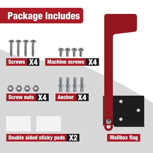 Mailbox Flag Replacement Kit, Galvanized Steel Flag for Post-mount Flag