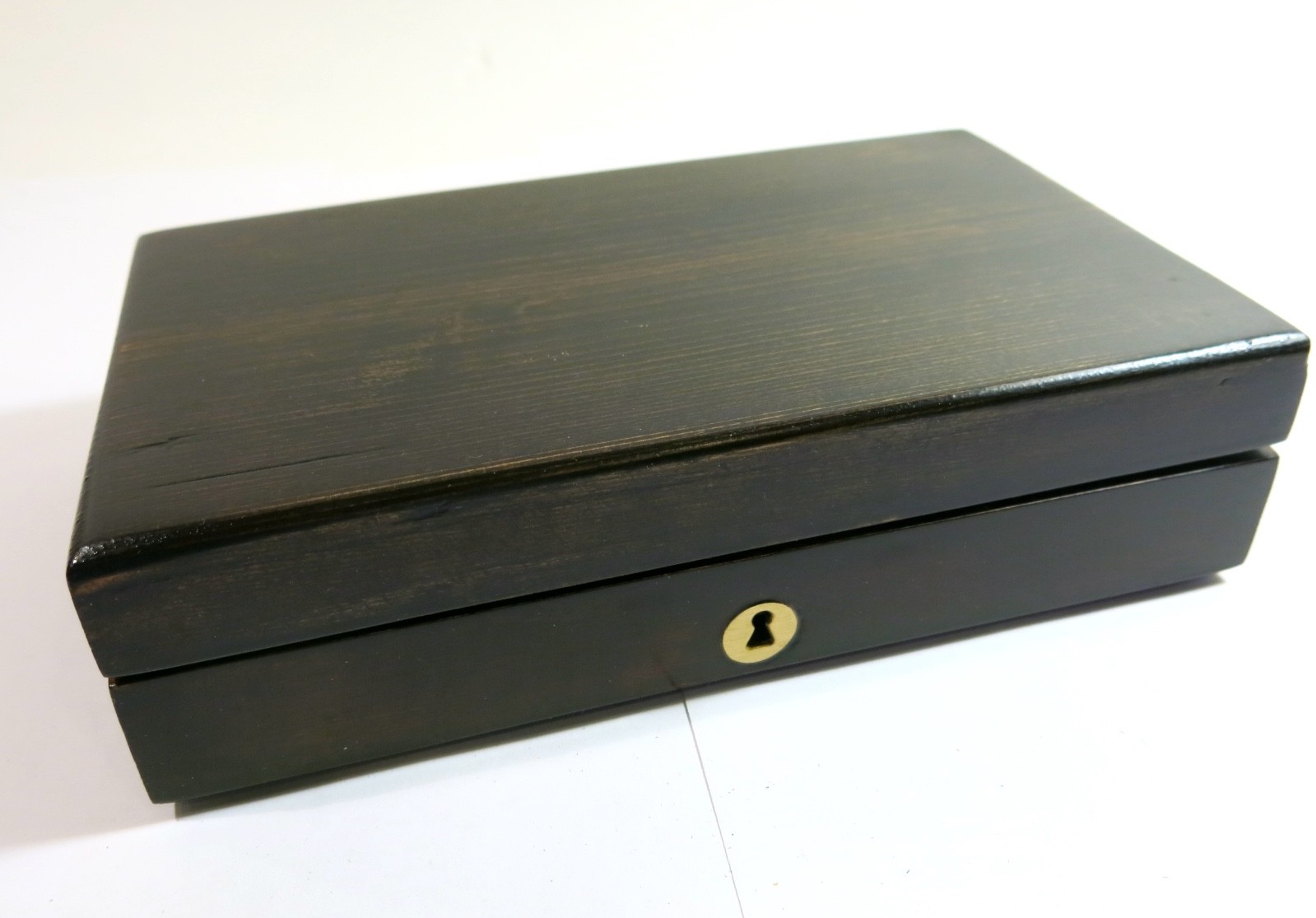 Antique late 1800s Drafting Set in Refinished Wooden Box with Lock and Key