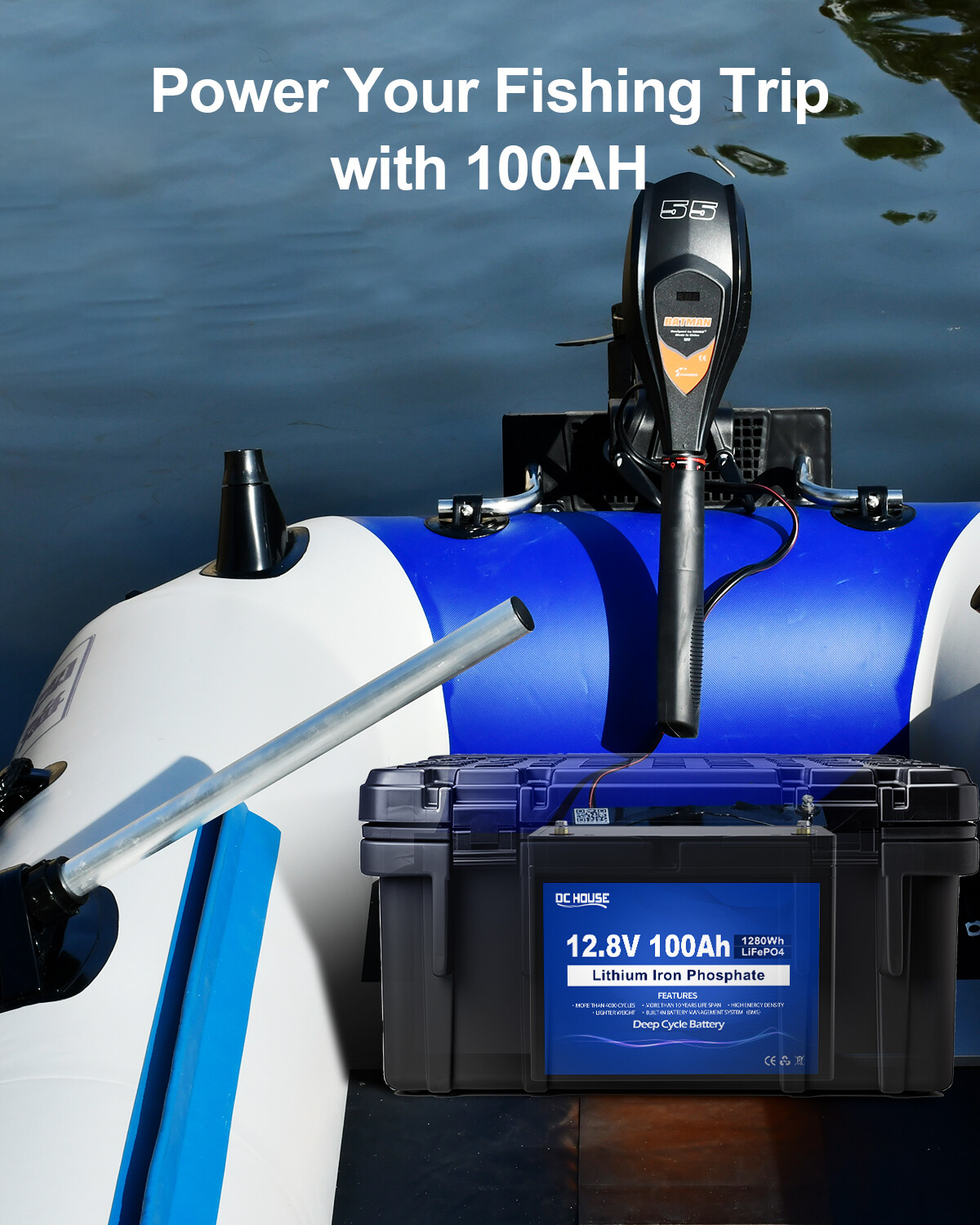 12V 100Ah LiFePO4 Lithium Battery with 10A Charger Trolling Motors RV Campers