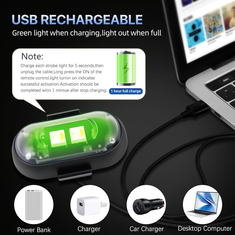 6PCS Wireless LED Lights for Car with Remote Control, High Brightness Wireles...