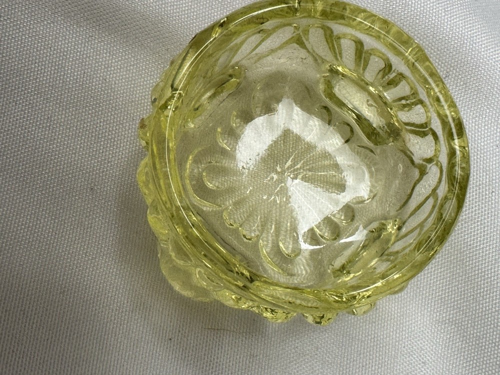 Vaseline Glass Open Salt Cellar Glows