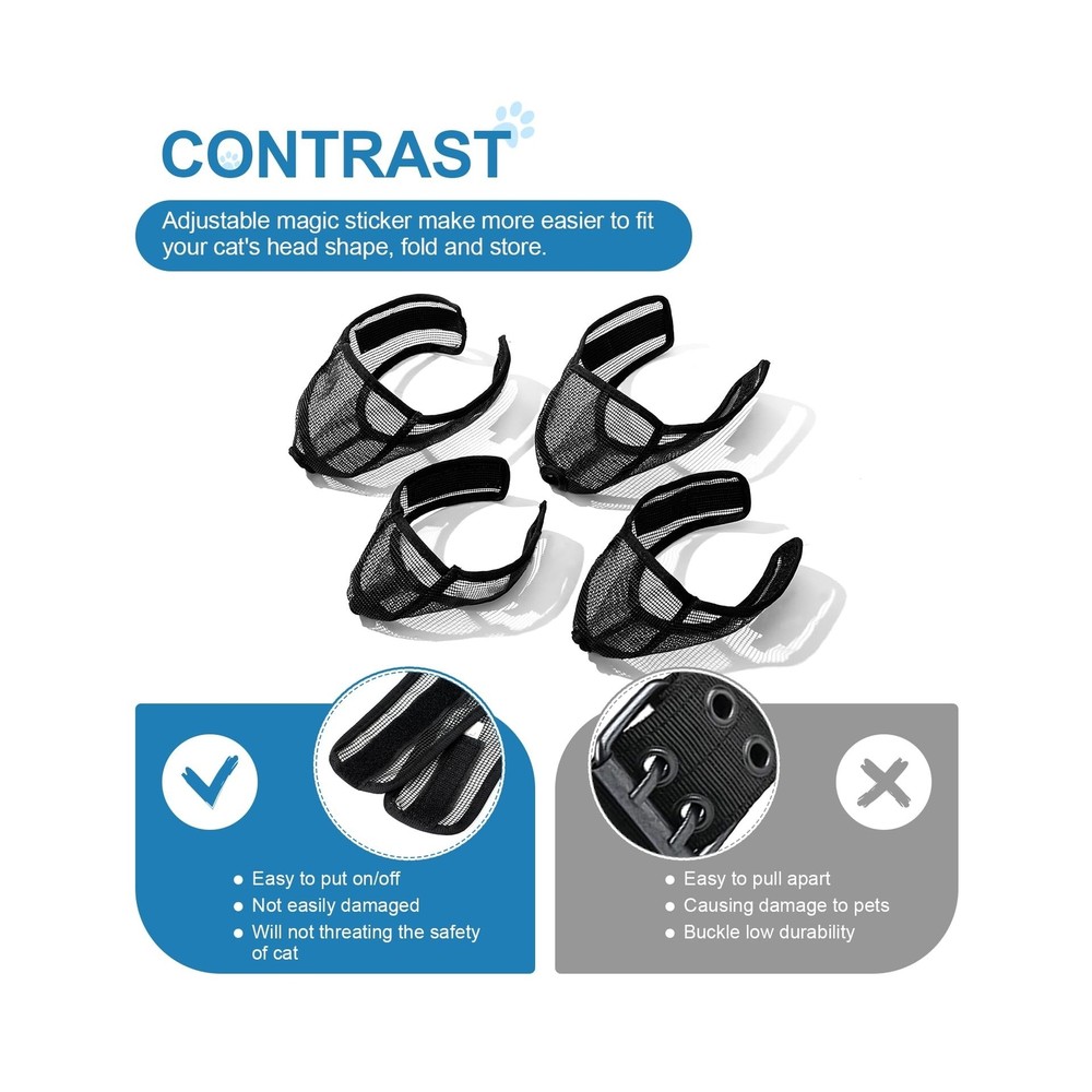 Cat Muzzle for Grooming Nail Trimming with Soft Mesh Covered, Prevent Biting ...