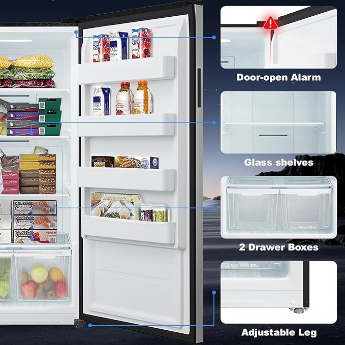 Smeta 21 Cu.Ft. Upright Freezer, Convertible Refrigerator with LED Control Panel