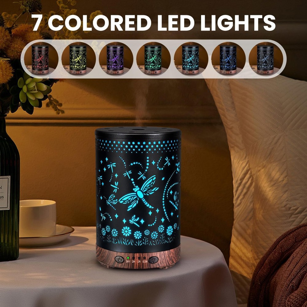 Essential Oil Diffuser 120ML Metal Aromatherapy Diffuser with Timer, Cool Mis...