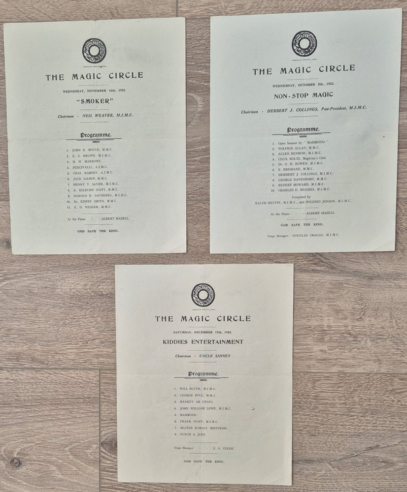 1932 The Magic Circle - Kiddies Entertainment, Smoker & Non Stop Magic Programme