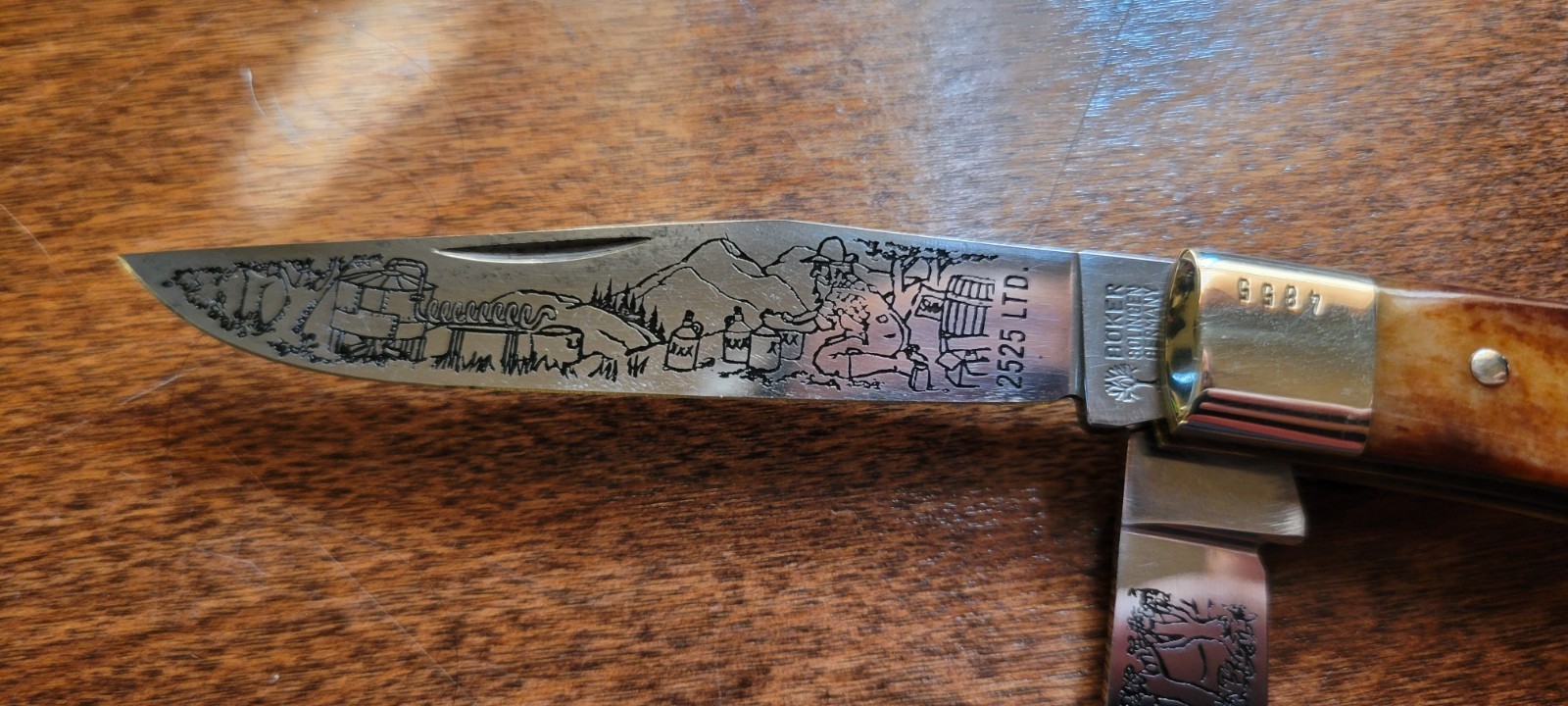 Boker 2525 White Lightning Limited Ed Trapper Pocket Knife with Box Germany