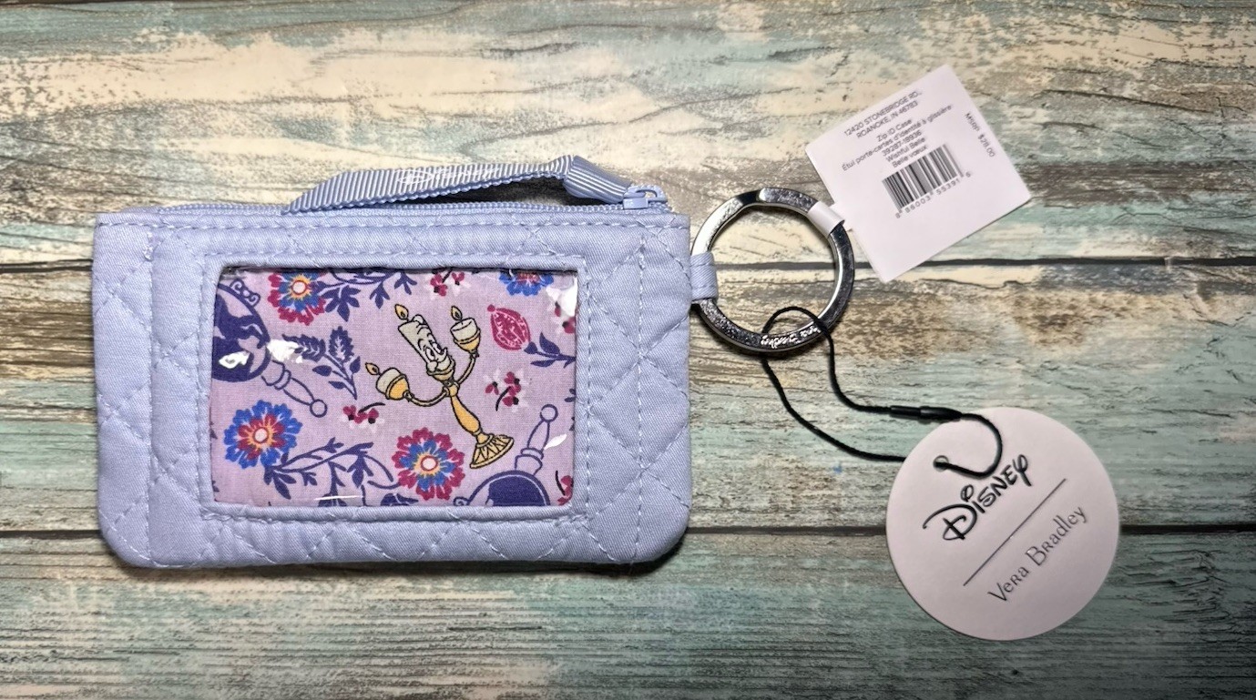 NEW Vera Bradley Disney Zip ID Case Wishful Belle🕯️Lumiere Beauty and the Beast