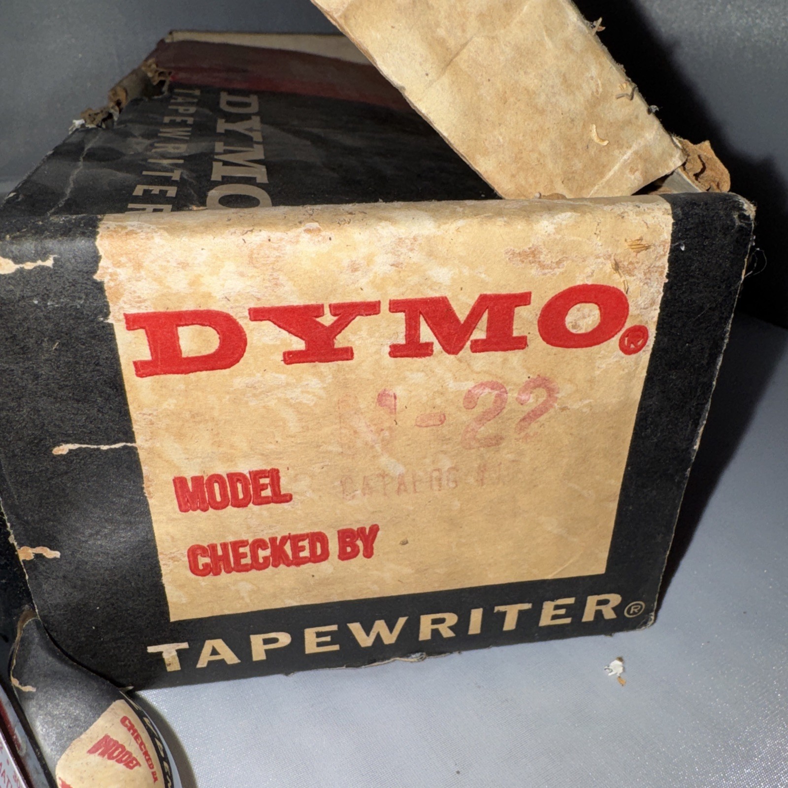 Vintage Early DYMO TAPEWRITER Label Maker Metal working w/tape Model M 22