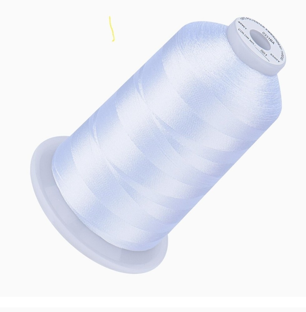 Simthread Embroidery Thread 5500 Yards White 001, 40wt 100% Polyester for...