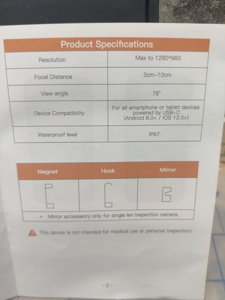 Teslong 11ft Bore/inspection camera android and apple compable