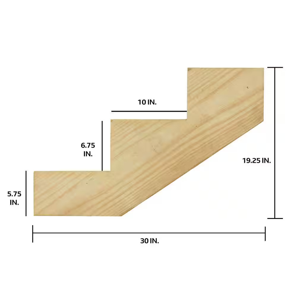 3-Step Ground Contact Pressure-Treated Pine Stair Stringer