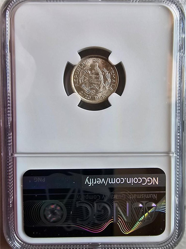Guatemala 5 Centavos 1945 NGC MS 66
