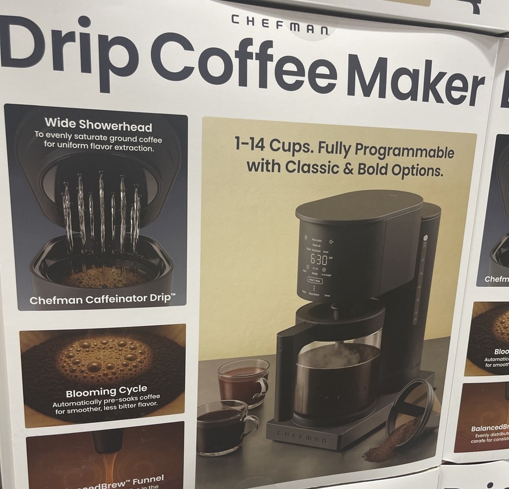 Brand New Chefman Caffeinator Drip Coffee Maker Programmable 1-14 Cups Black
