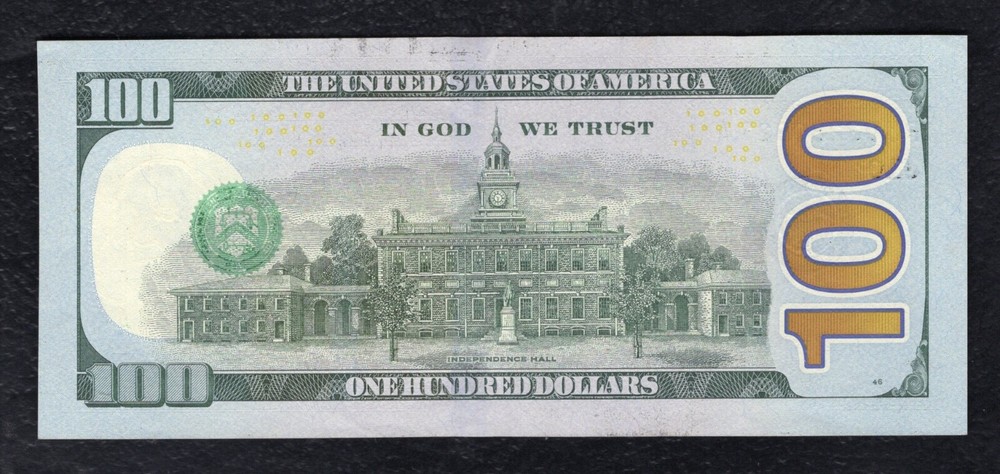 2017-A $100 FRN “SEAL OVERPRINT OFFSET ON BACK ERROR” ABOUT UNCIRCULATED