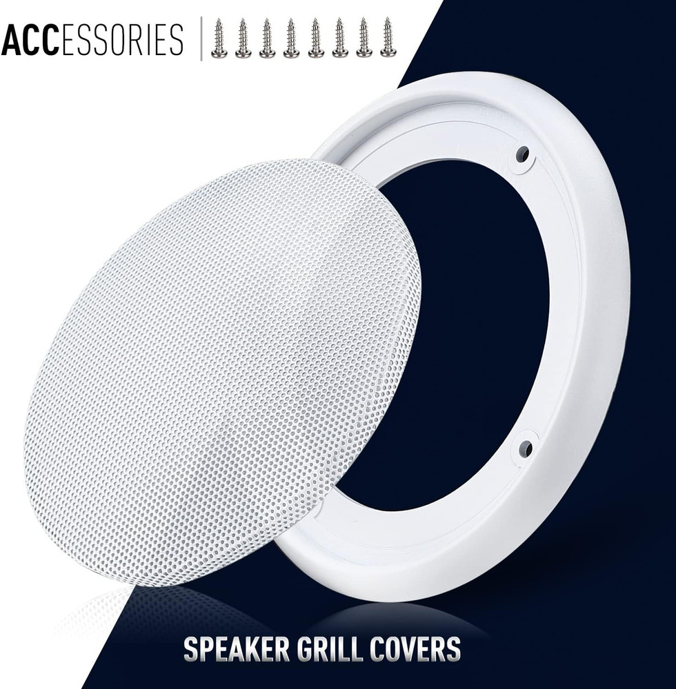 2PCS 8in White Ceiling Speaker Covers, Surface Mount Speaker Grill Mesh Round Sp
