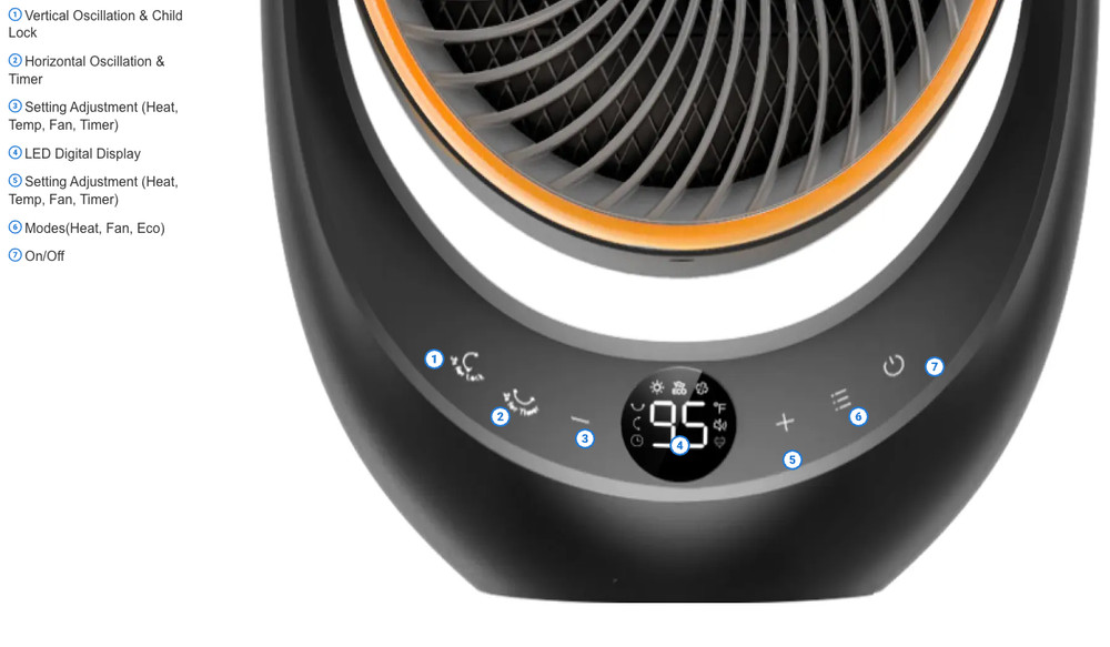 DREO 1500W Portable 3D Automatic Oscillating Ceramic PTC Heater