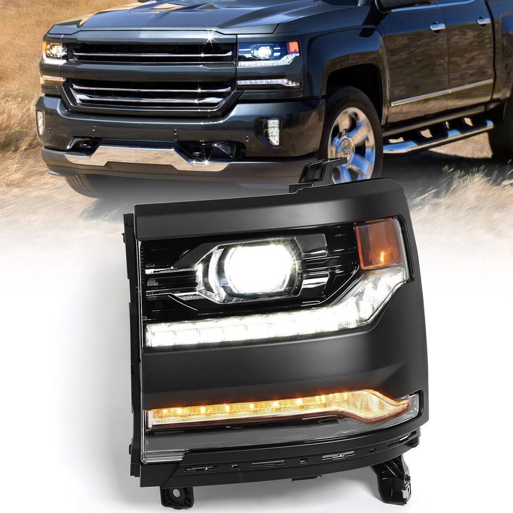 Full LED Headlight Assembly Compatible with Chevy Silverado 1500 2016 2017 2018/
