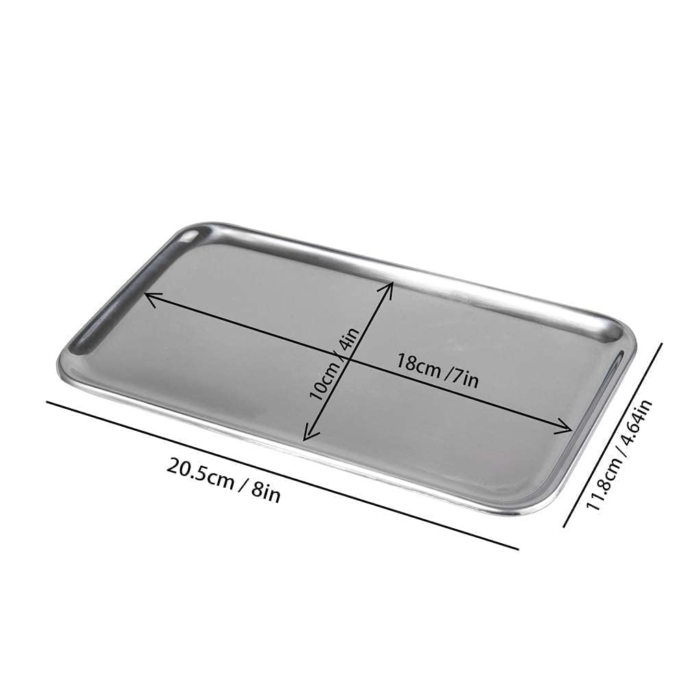 IMEEA Small Silver Tray Rectangular SUS304 Stainless 8" x 4.6" x 0.2",