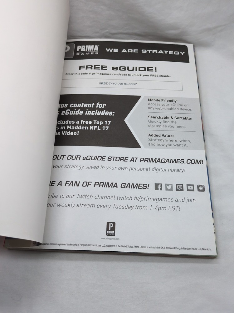 Madden NFL 17 Prima Official Strategy Guide Book