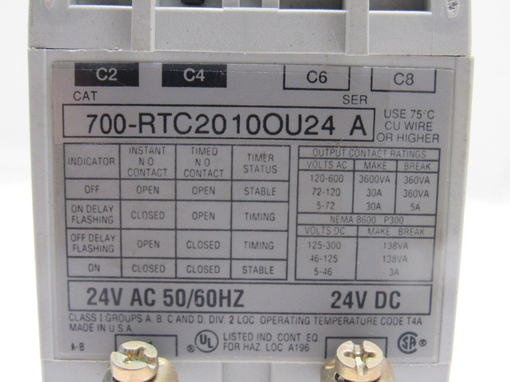 A-B Allen Bradley 700-RTC2010OU24 Ser. A Solid State Adjustable Timing Relay