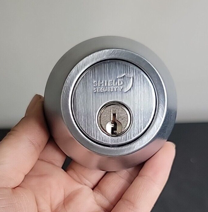 (2 Pack) Shield Security Single Cylinder Deadbolt Satin Chrome Grade 3