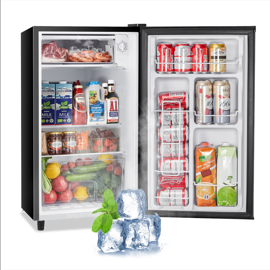 Quiet Mini Fridge with Freezer Compartment, Single Door Design
