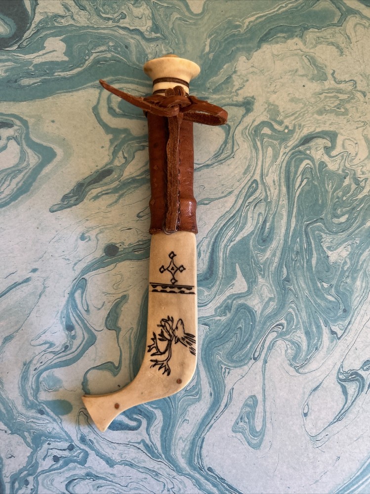 Antique Lapland Pullover Knife, Bone Sheath And Handle