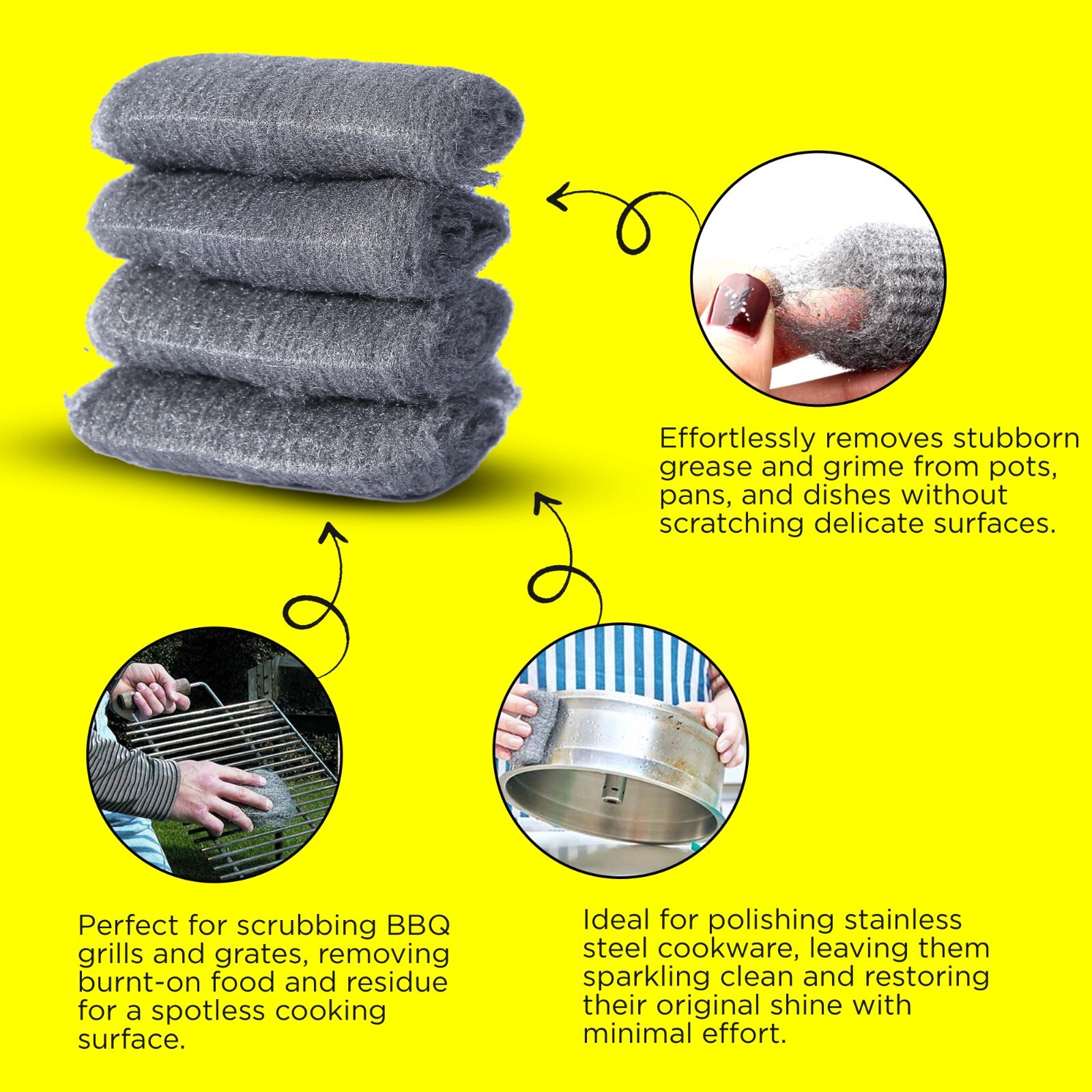 Steel Wool Grade 0000 - 16 pcs Finest Grade for Furniture Cleaning, Mice Control