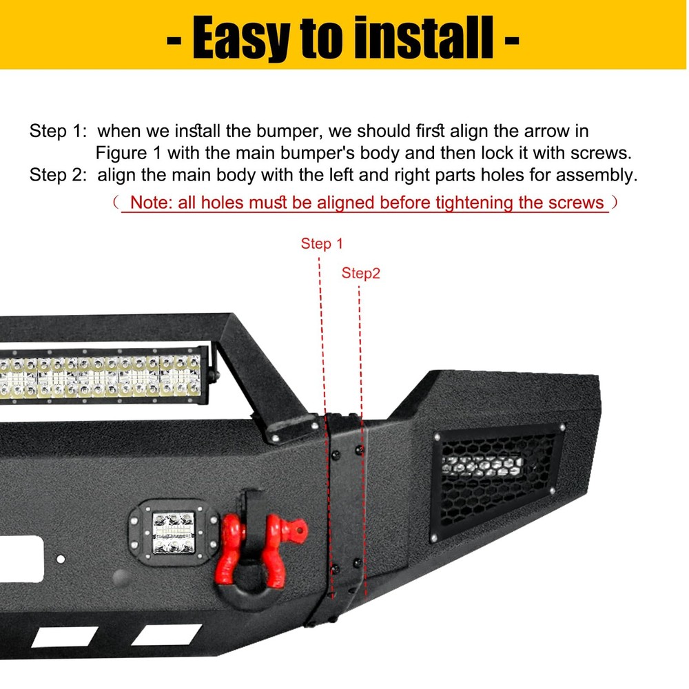 前绞车保险杠套件 RAM 2500 3500 2003 - 2005 黑色越野钢 LED