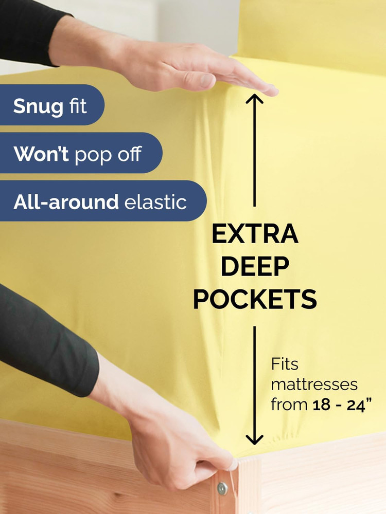 Extra Deep Pocket Full Sheets - 4 Piece Breathable & Cooling Bed Sheets - Hotel