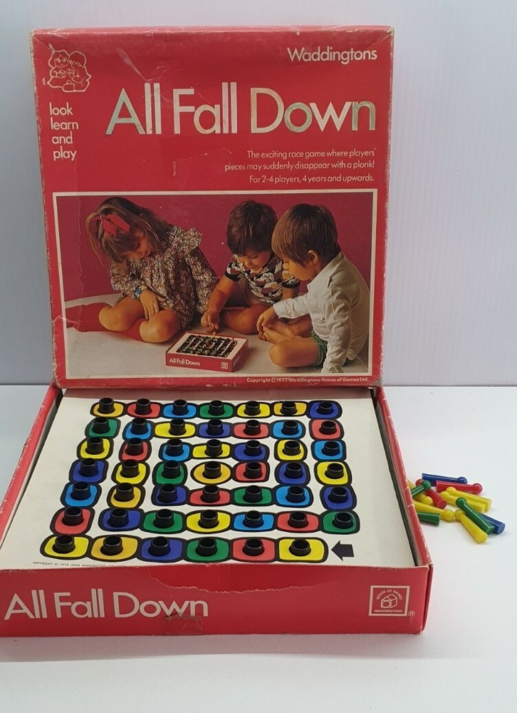 Vintage 1977 All Fall Down replacement parts lot incomplete Waddingtons board